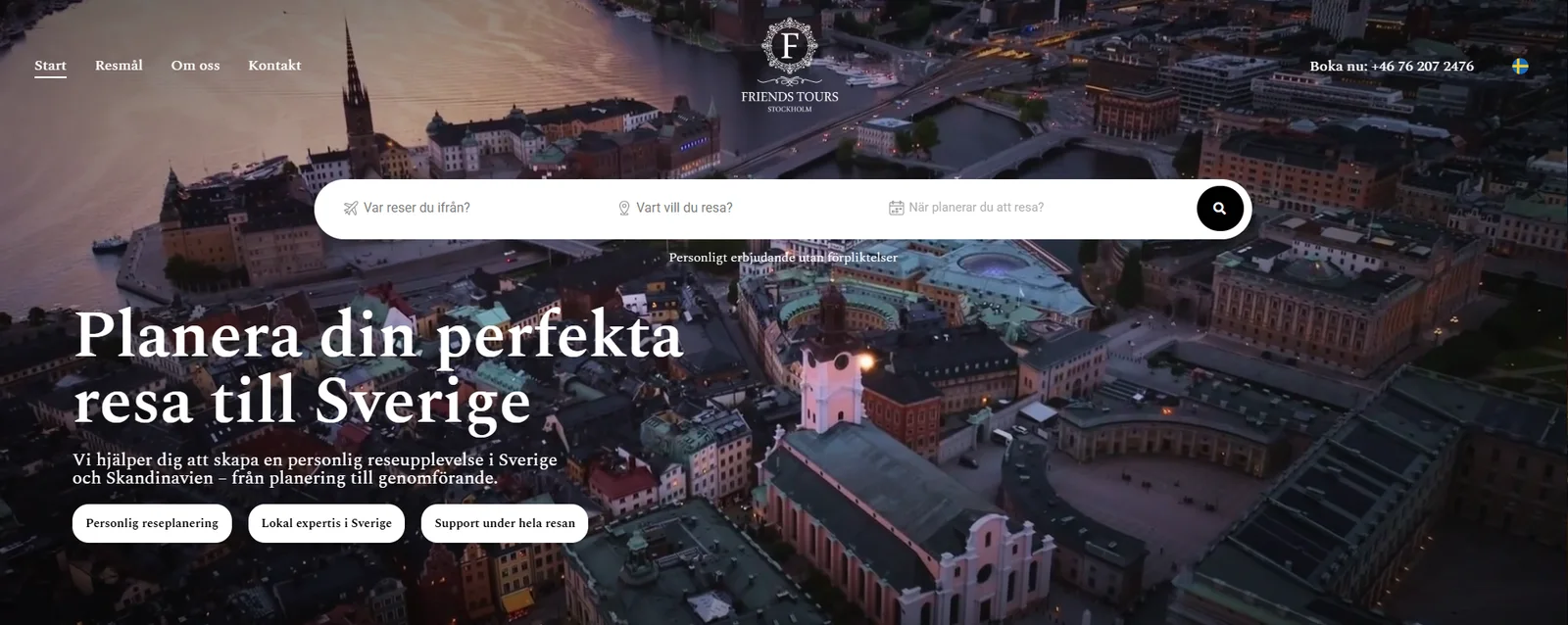 Strona Friends Tours Stockholm na komputerze